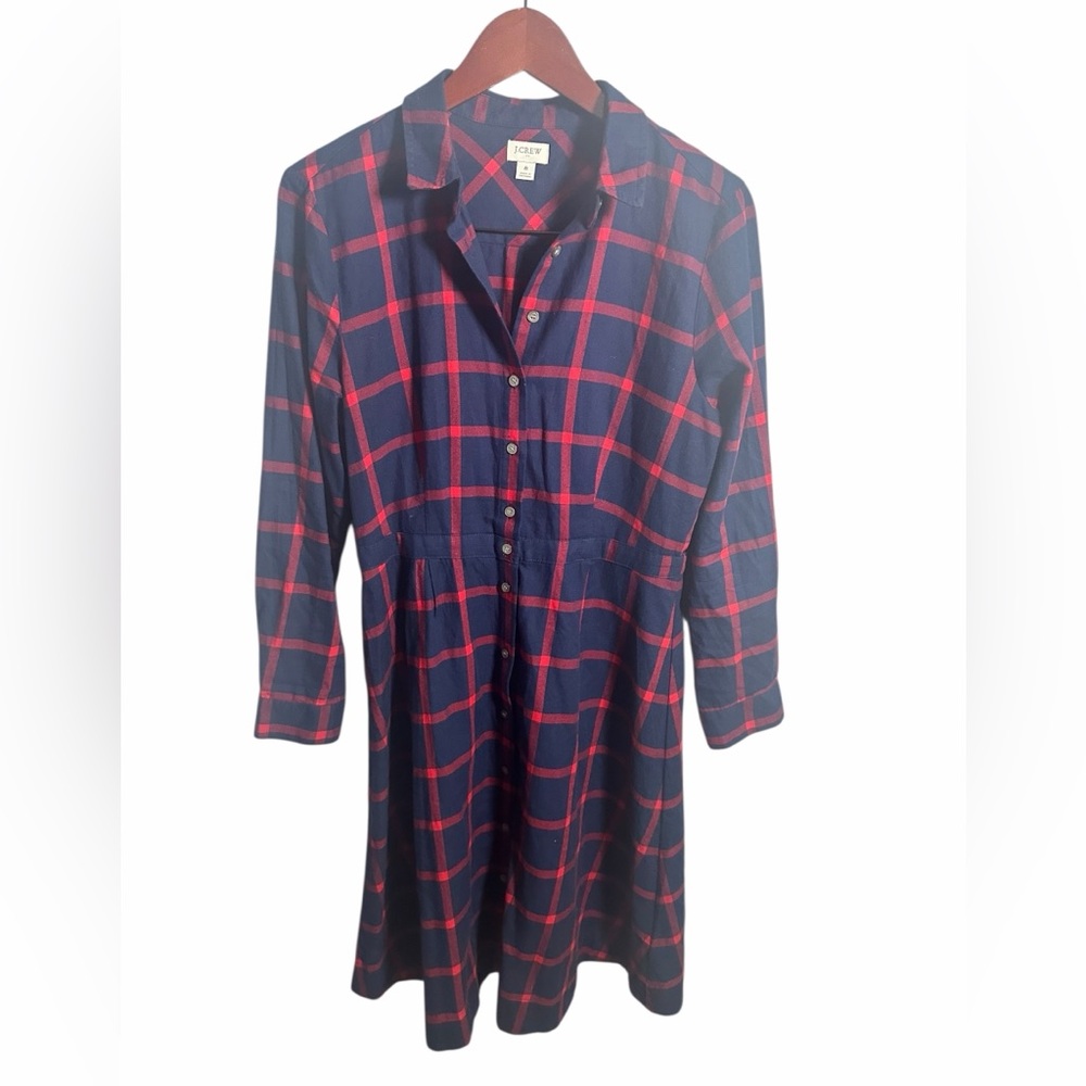 J. Crew Blue and Red Checkered Dress Buttoned Women’s 8